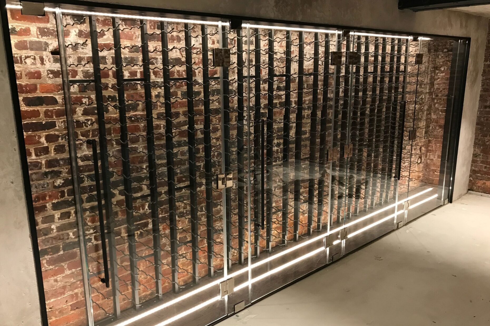Glass wine cellar showcase