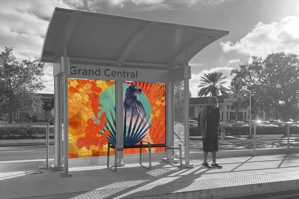 SunRunner Bus Rapid Transit Glass Artwork Catherine Woods